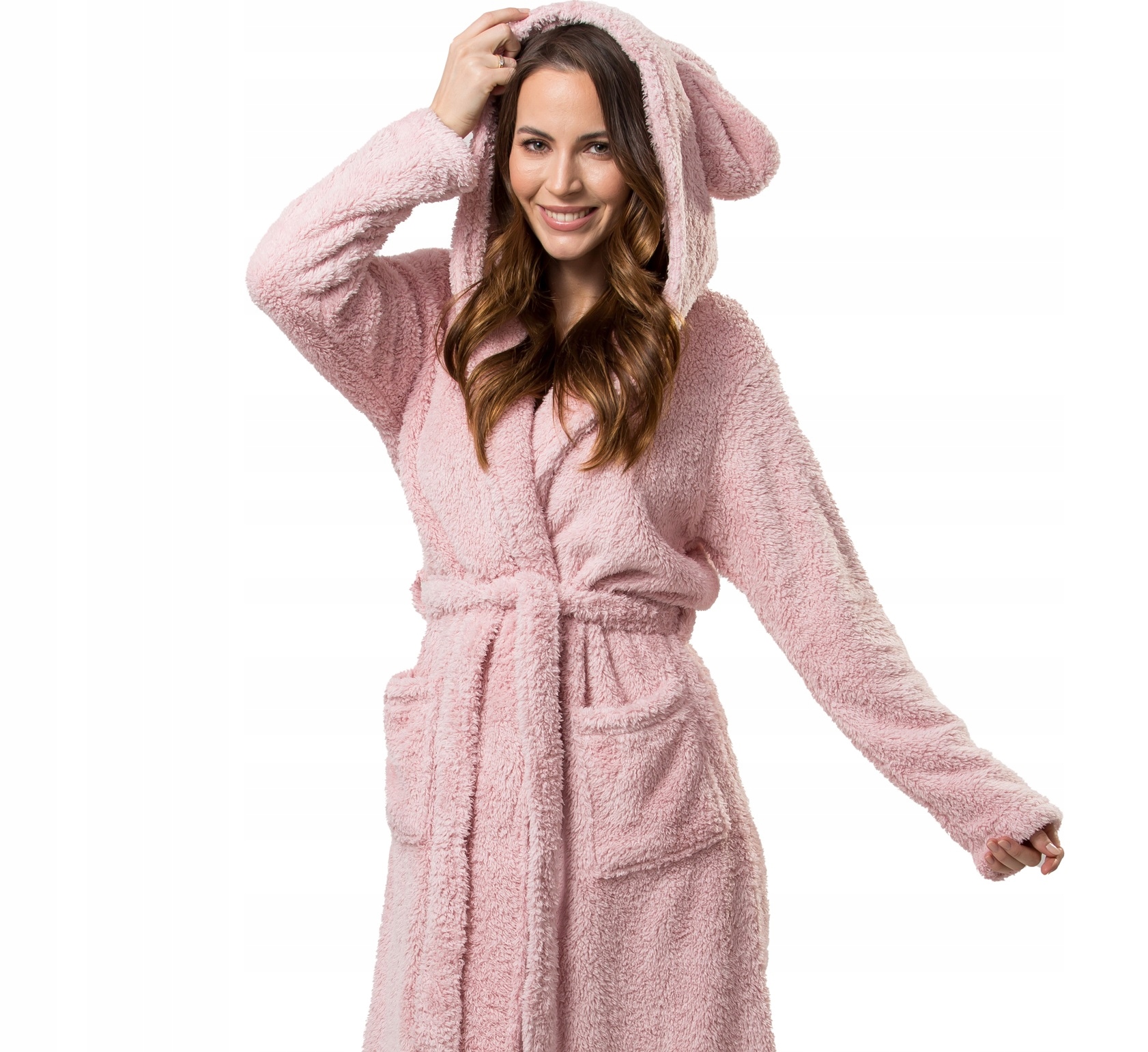 SZLAFROK DAMSKI MIŚ TEDDY Z USZAMI PREZENT KOLORY Rękaw długi rękaw