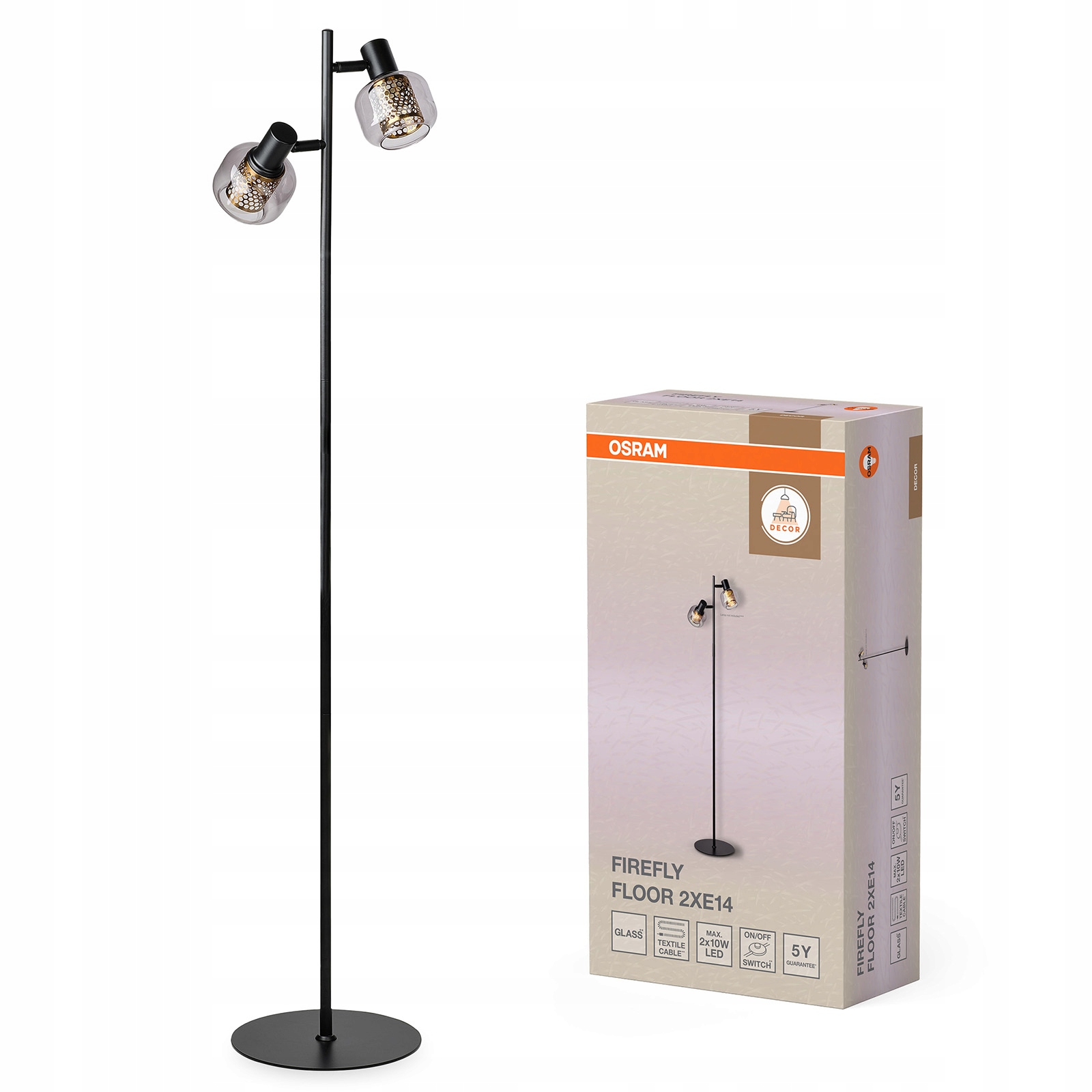 Dekoratívna stojaca podlahová lampa 2x E14 Decor Firefly Osram