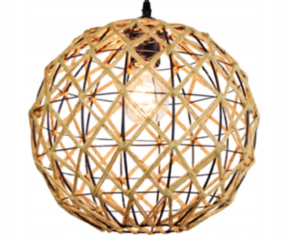 Lampa wisząca Boho przeplatana z liną jutową