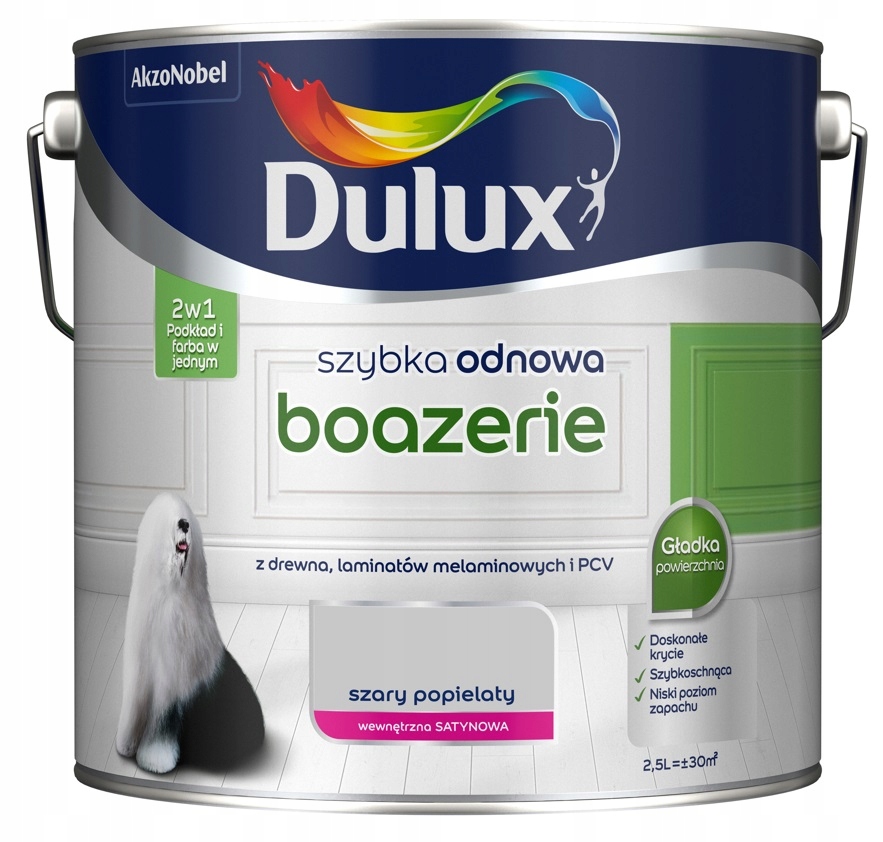 

Dulux Szybka Odnowa boazerie szara popielata, 2.5l