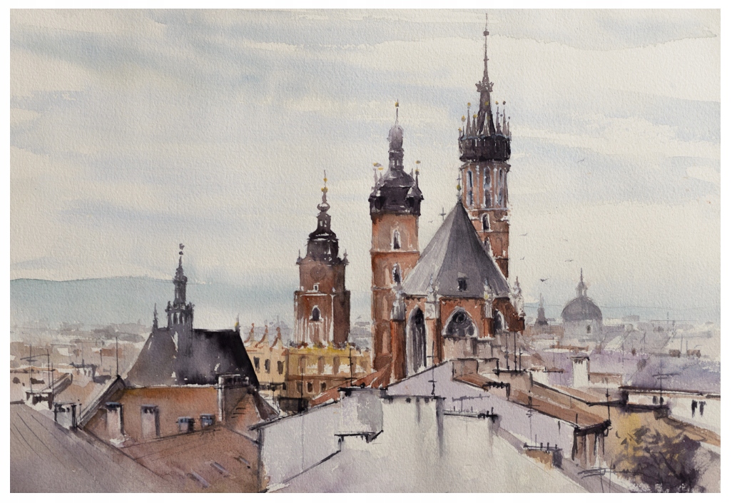 Obraz na plátně 120x80 cm Panorama Krakova do obývacího pokoje