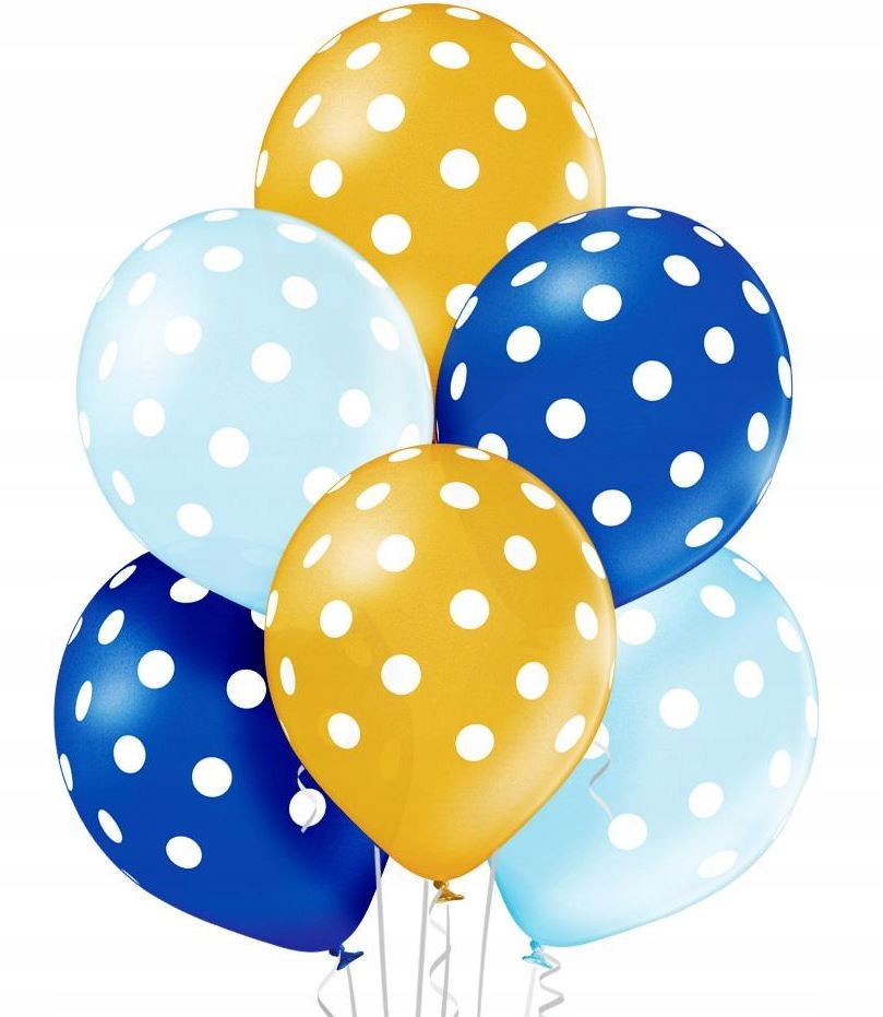 

Balony kropki niebiesko białe metalizowane 6szt