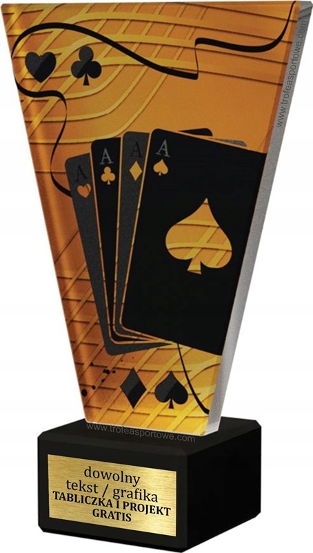 

statuetka Karty Poker szkło+marmur+grawer 15cm