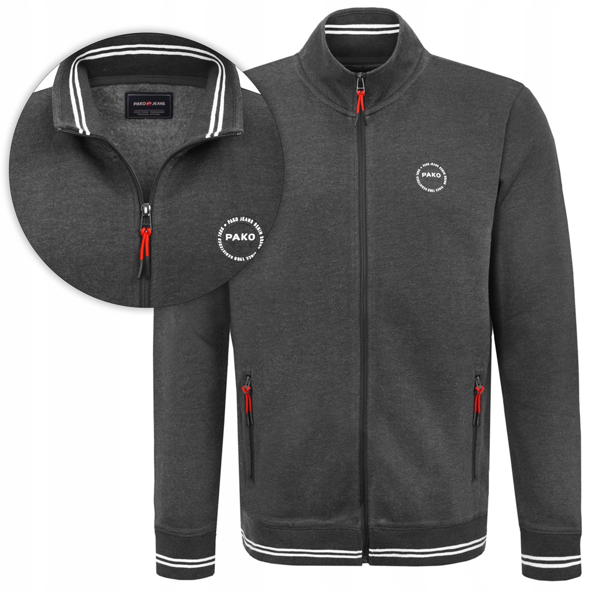 pánská rozepínací mikina bez kapuce zateplená Argo grafitová M Pako Jeans