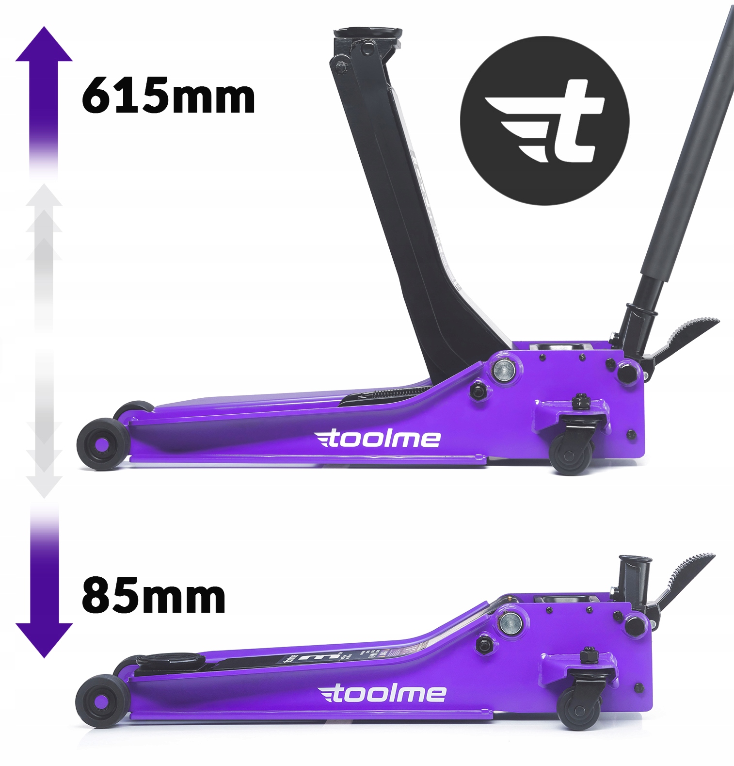 Podnośnik PROFESIONAL LONG samochodowy ŻABA 3T NISKOPROFILOWY Toolme 85>615 Kod producenta TM002