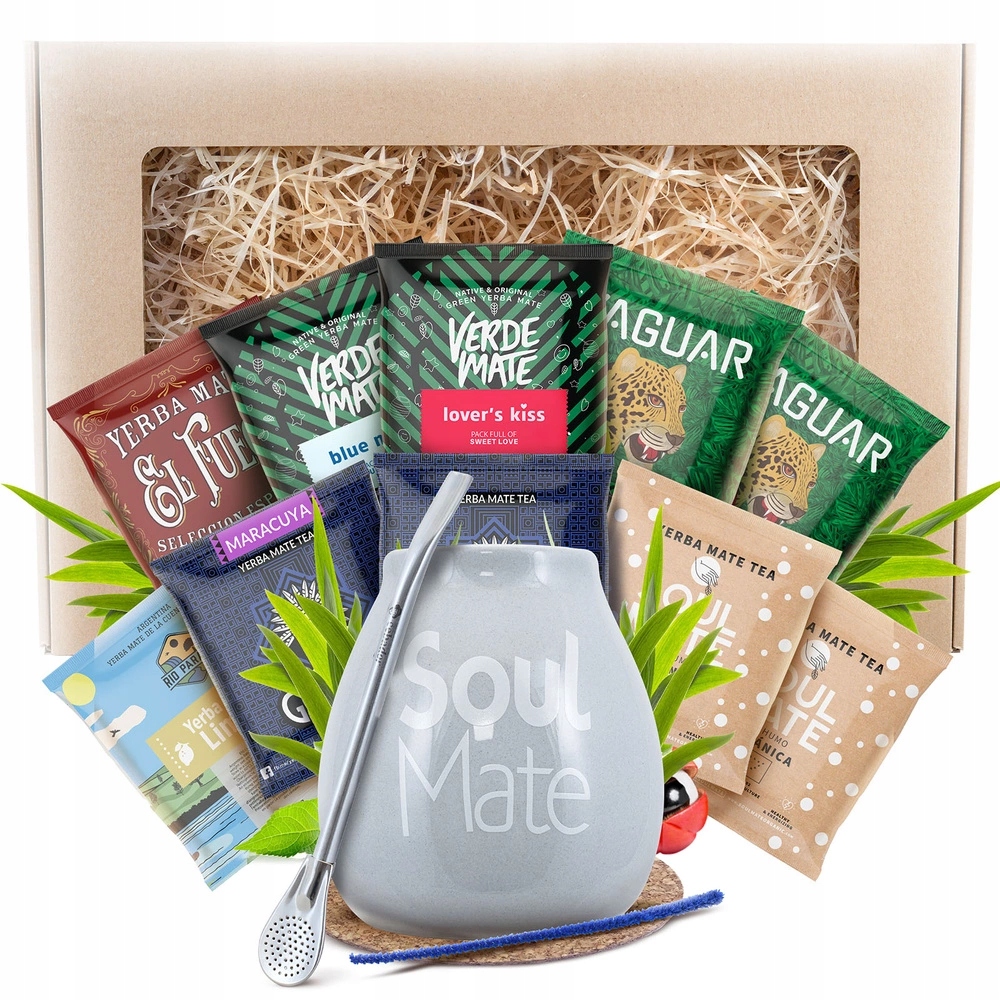 Dárková sada Yerba Mate tykev Soul Mate bombilla cca 350ml 10x50g