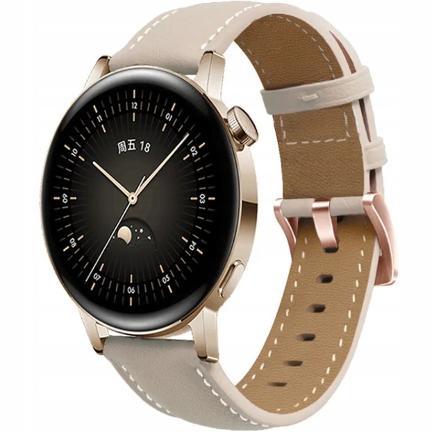 PASEK SKÓRZANY OPASKA DO HUAWEI WATCH GT 4 41MM CLASSIC ELITE Kolor beżowy