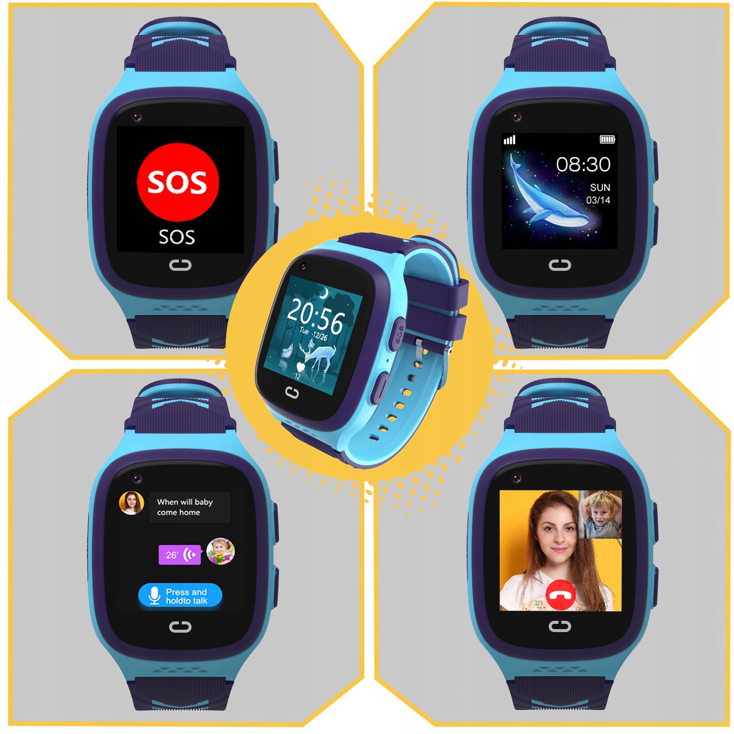 SMARTWATCH ZEGAREK DLA DZIECI SIM TELEFON WIDEOROZMOWY GPS SMS NIEBIESKI Certyfikaty zgodności CE
