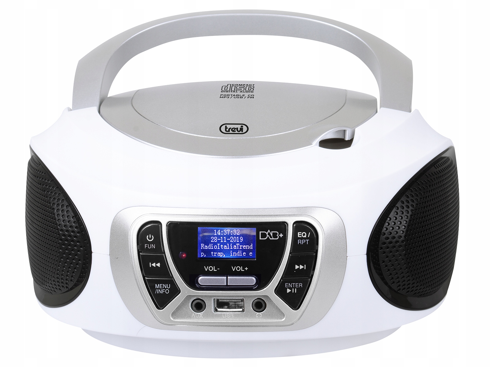 Přehrávač Trevi, Cmp 510 Dab Wh, přenosné, Dab/dab+,fm, CD-MP3, Cd-r/rw, Us