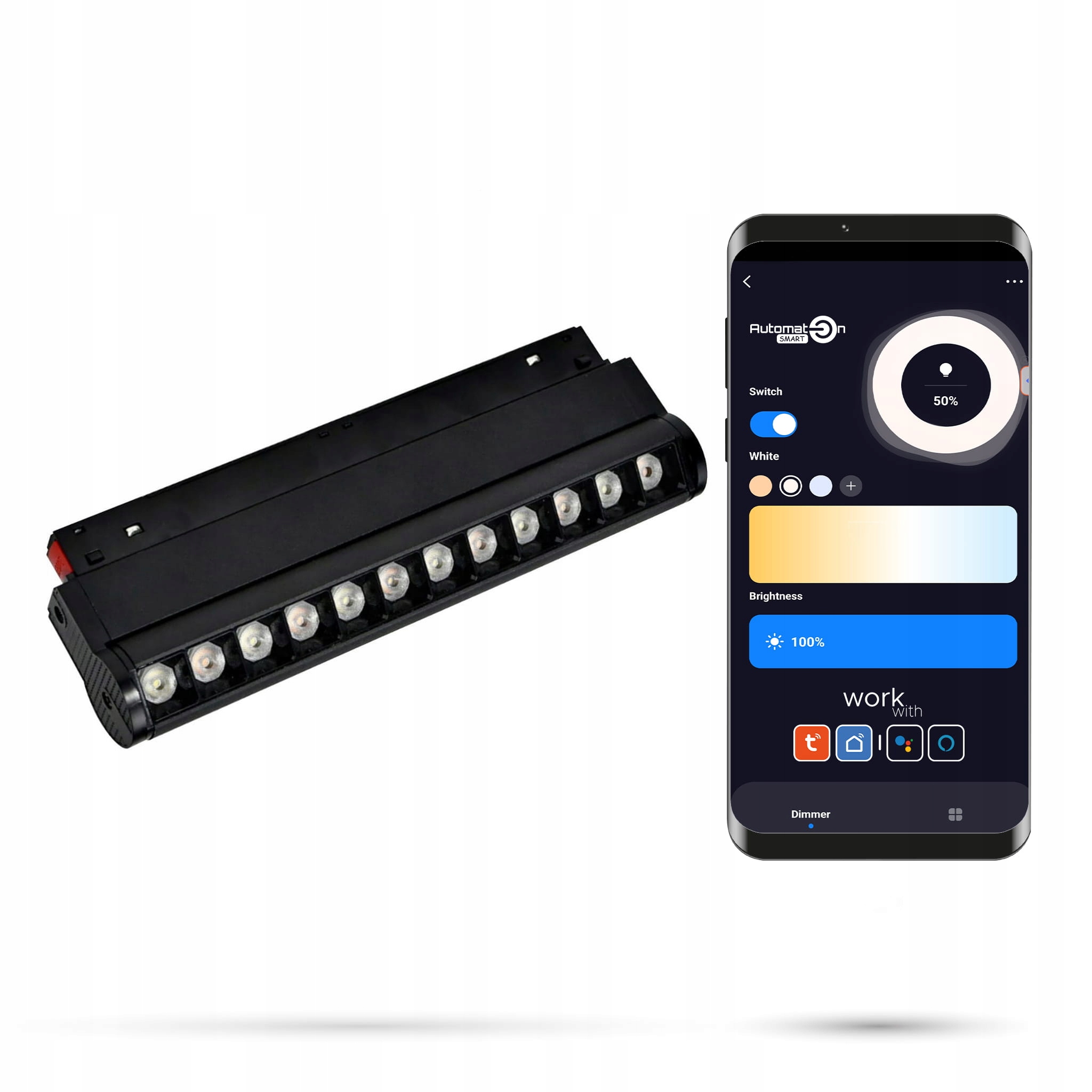 Lineárny Led reflektor WiFi Zigbee Nastaviteľný 18W Smart Track 48VDC 3000-6000K