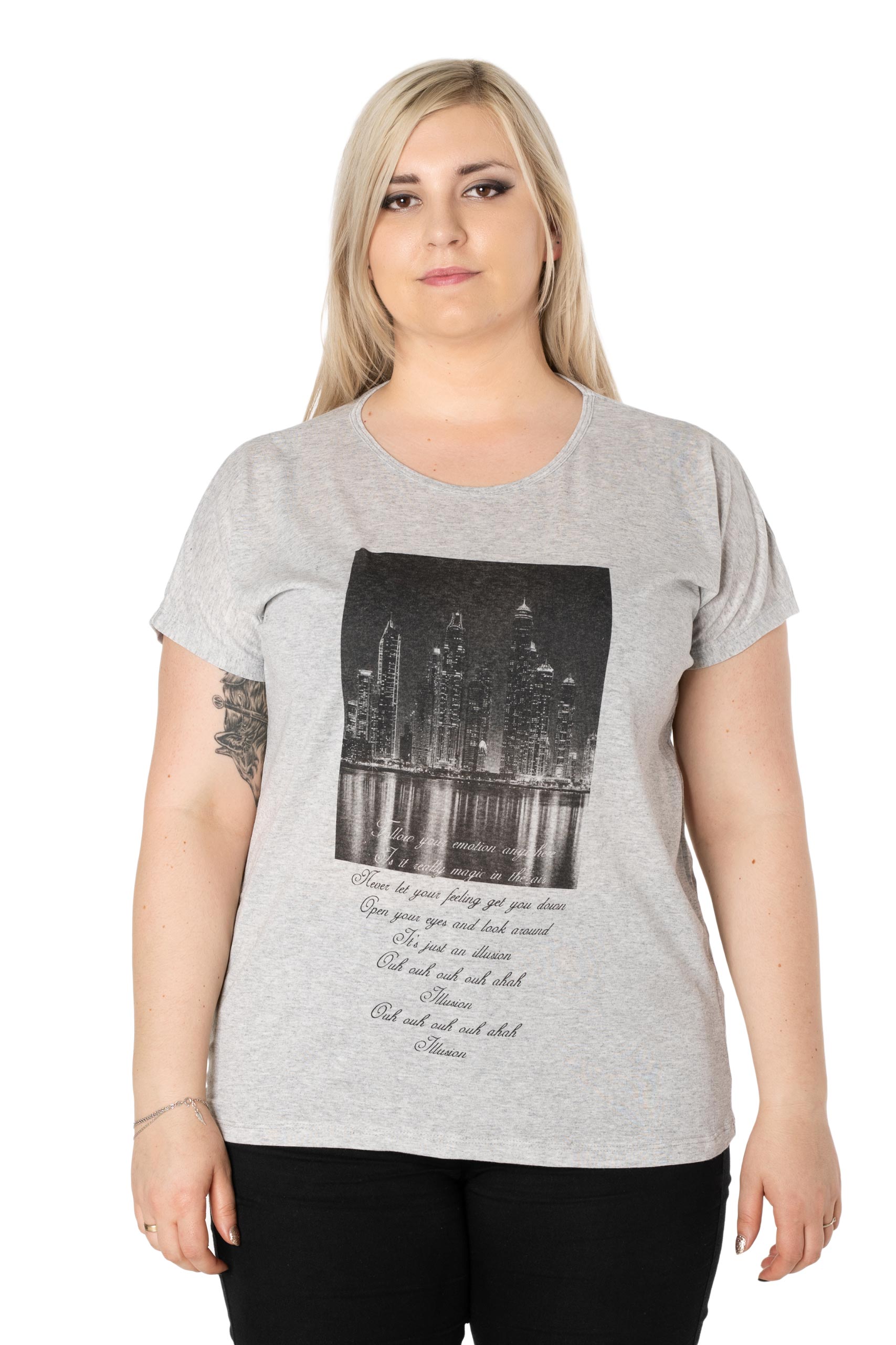 

Duża Koszulka Bluzka Damska T-shirt Top KD16-4 6XL