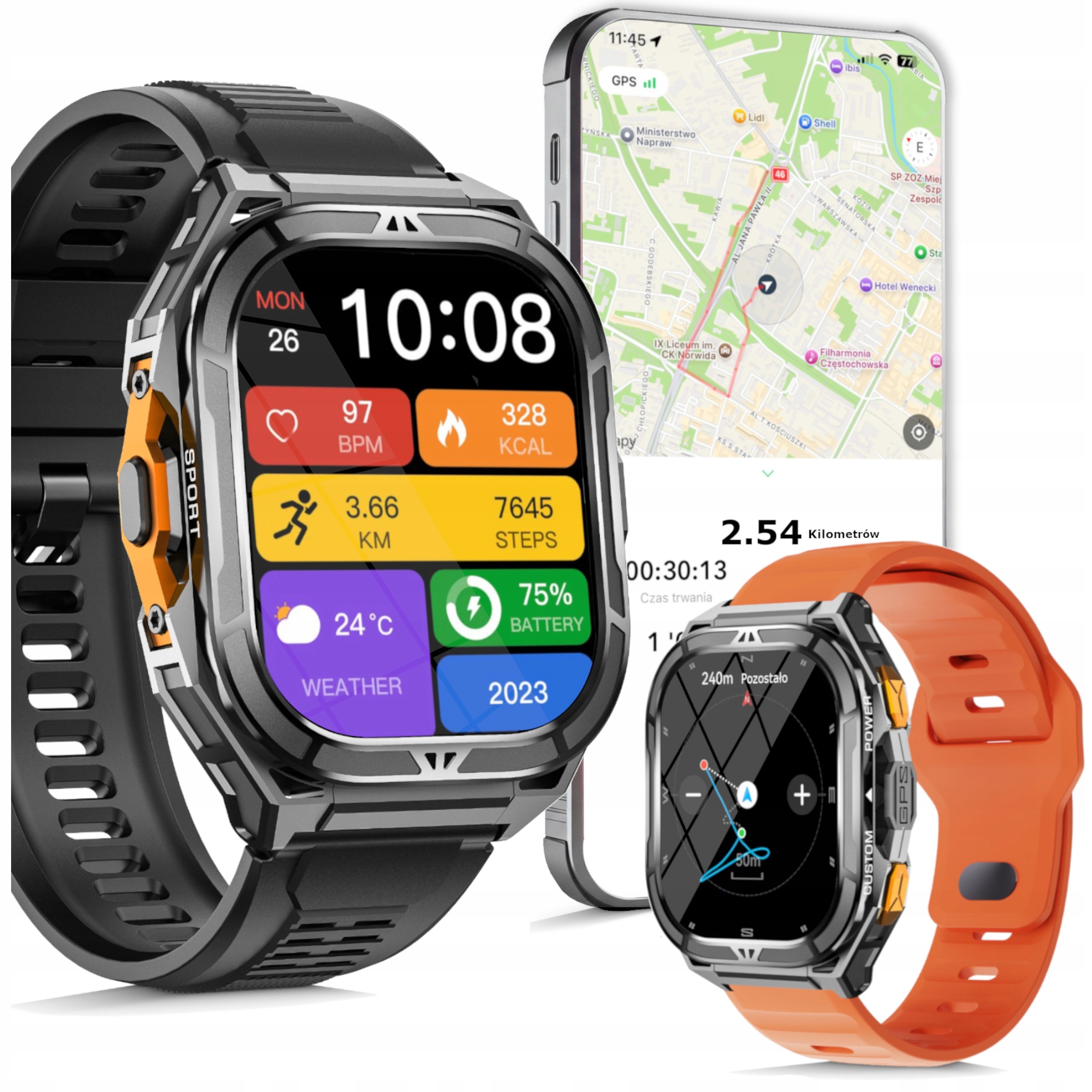 Zegarek Smartwatch Męski Damski Wodoodporny 5 Atm Z Rozmowami Menu Polskie