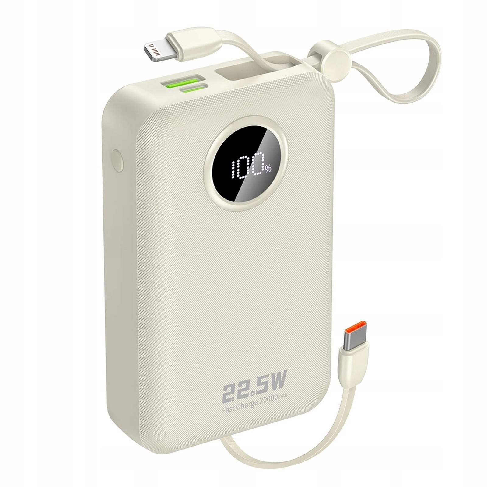 Powerbanka K14+ 20000MAH 22.5W Usb-c Usb-a S Vestavěnými Kabely, Bílá