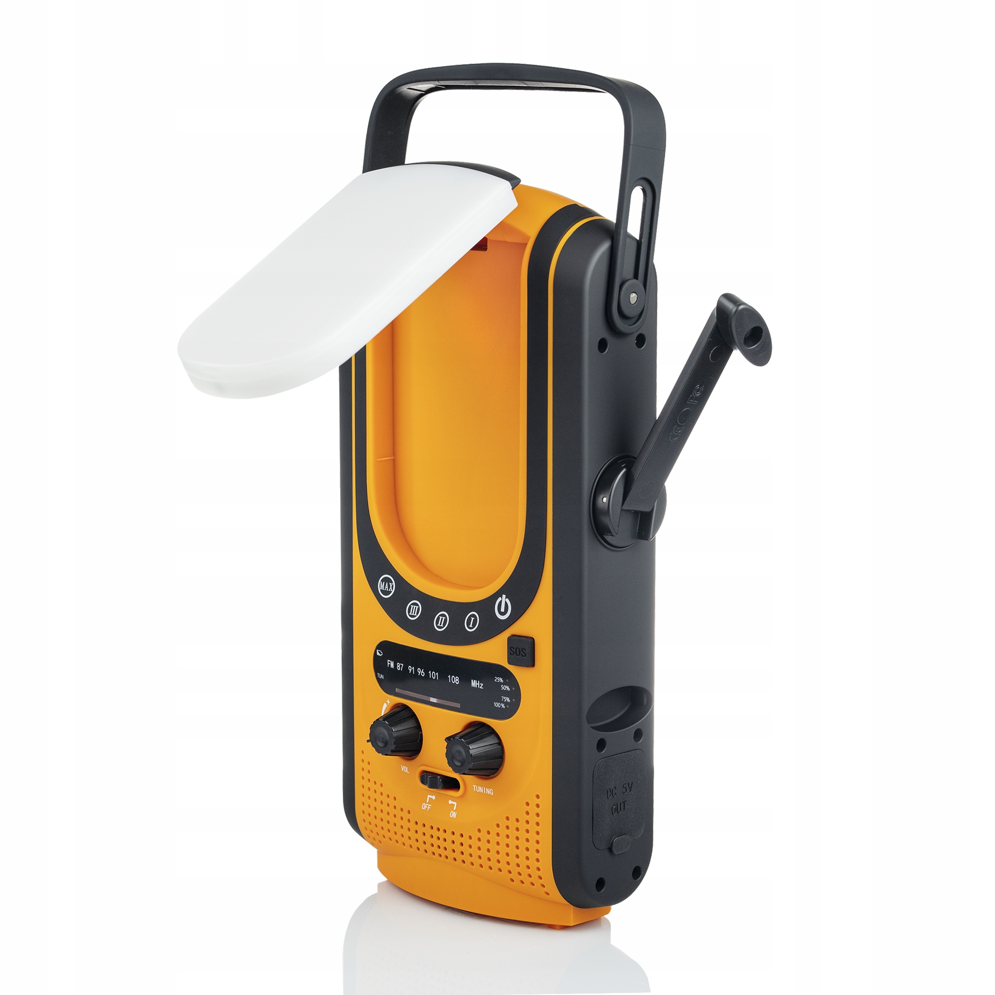 RADIO SOLARNE AWARYJNE DYNAMO LAMPA LED 6000mAh Kolor żółty