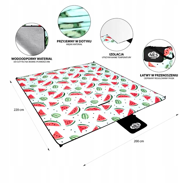 KOC PIKNIKOWY PLAŻOWY WODOODPORNY MATA 220X200 EAN (GTIN) 5907695593570