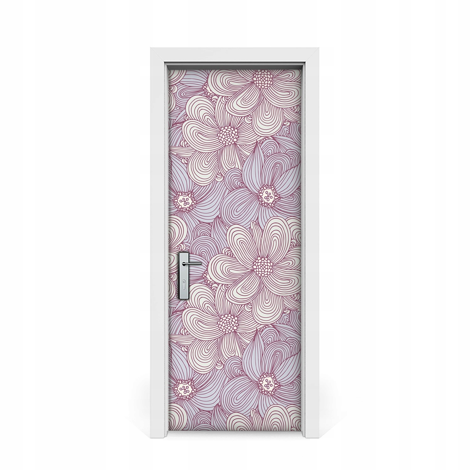 

Naklejka na drzwi Różowe kwiaty styl Doodle 75x205