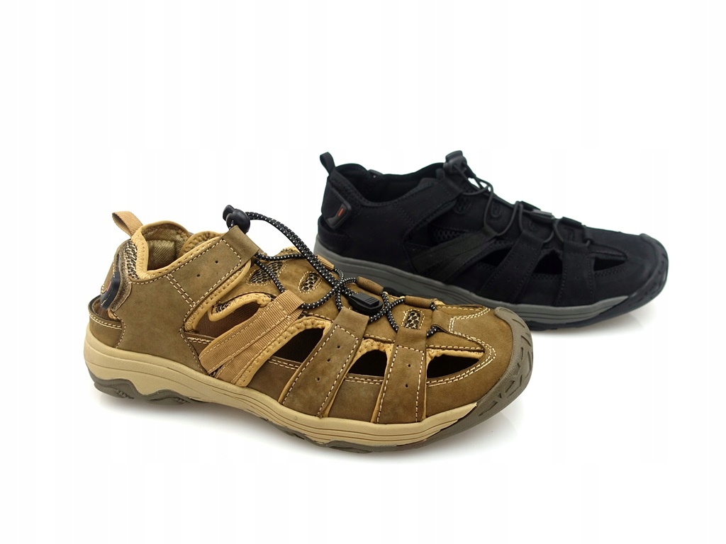 MĘSKIE SANDAŁY PEŁNE ZABUDOWANE skórzane czarne 43 Rozmiar 43