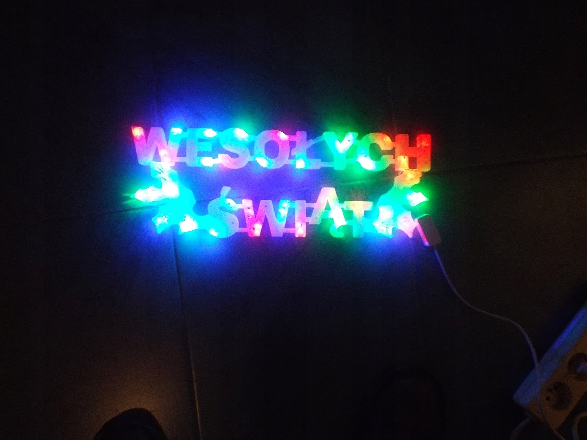 

Napis Wesołych Świąt Ozdoba Led Kolorowy Lampki
