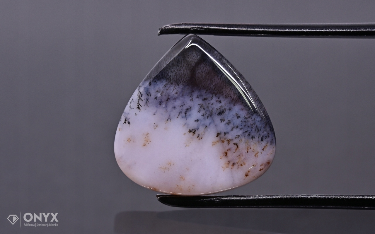 Dendritový achát z Kazachstánu mělký slzný 17,5x17