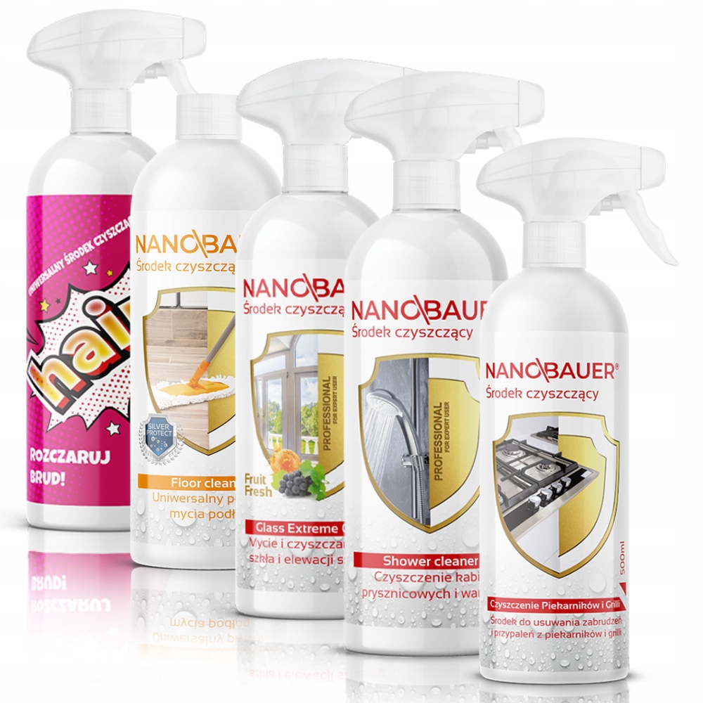 Zestaw 5 Bestsellerów płyn do kabin, piekarnika, szyb, podłóg, uniwersalny