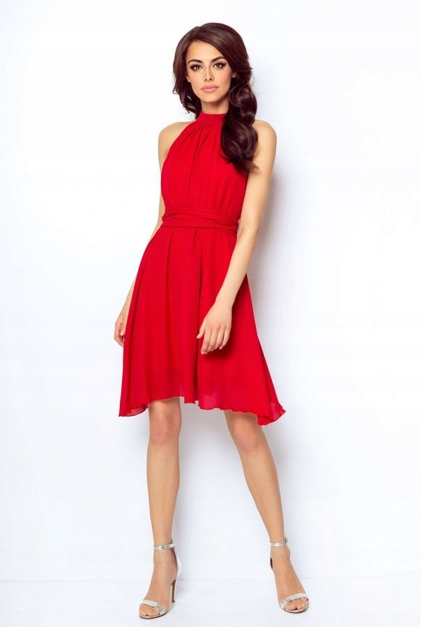 SZYFONOWA ZWIEWNA SUKIENKA WIĄZANA NA SZYI 40/42 Rozmiar L/XL