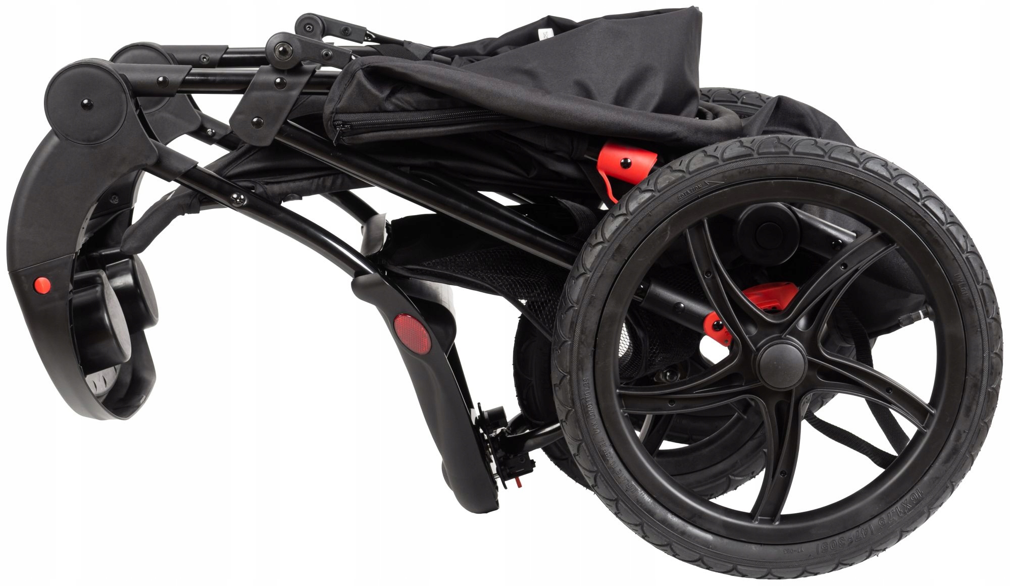 Wózek Spacerowy Biegowy 2w1 Składany Kompaktowy Bezpieczny Pompowane Koła Kolor czarny