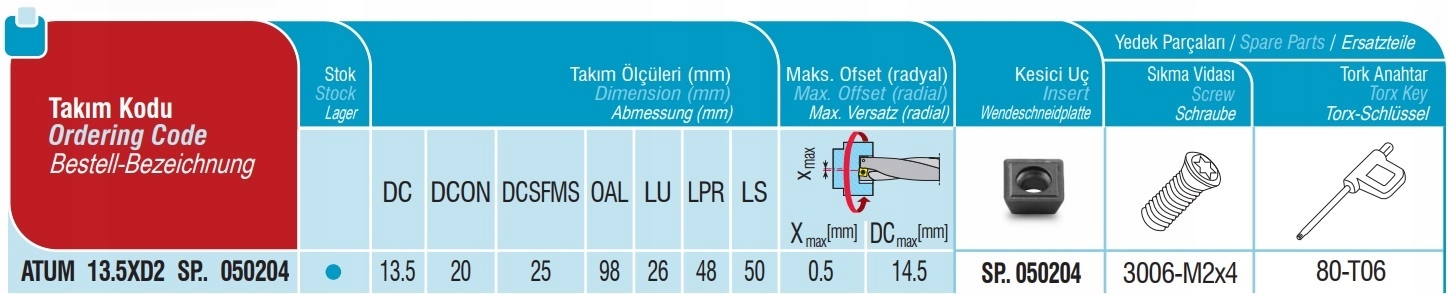 WIERTŁO SKŁADANE ATUM 13,5 D2 PŁYTKA SPMG 050204 Kod producenta ATUM 13.5XD2 SP.. 050204
