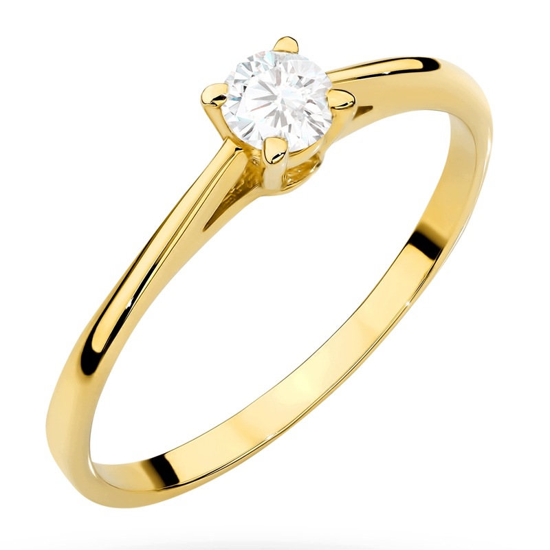 Zlatý Prstýnek pr. 585 14k s laboratorním diamantem 0,15ct Gravírování