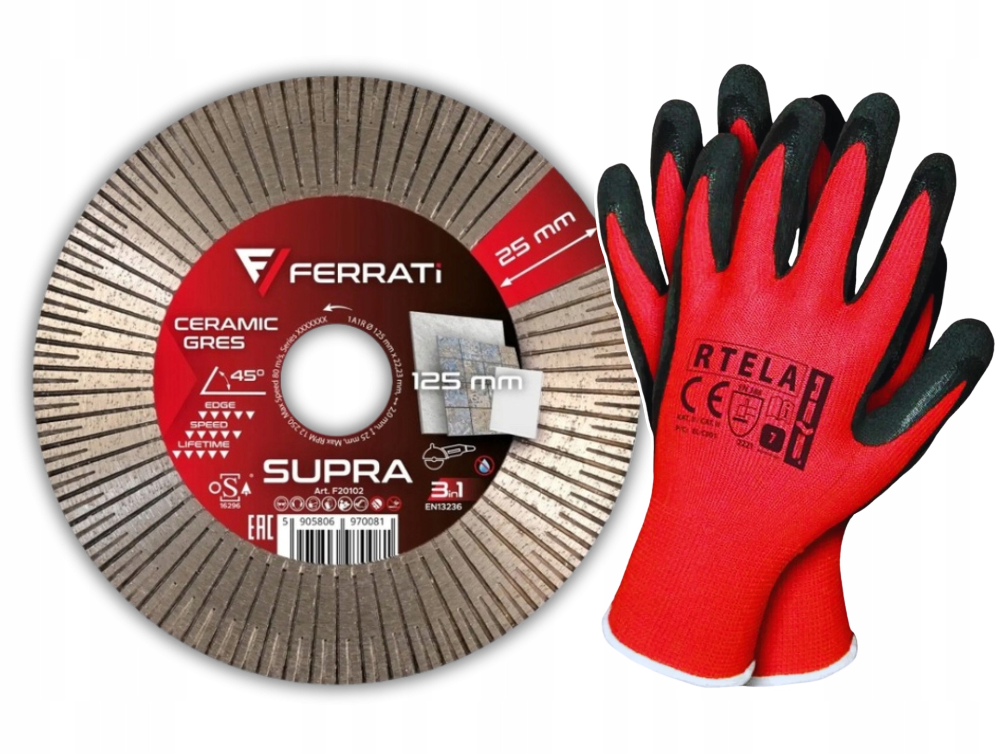 Tarcza diamentowa 125mm Ferrati Supra do cięcia gresu i ceramiki