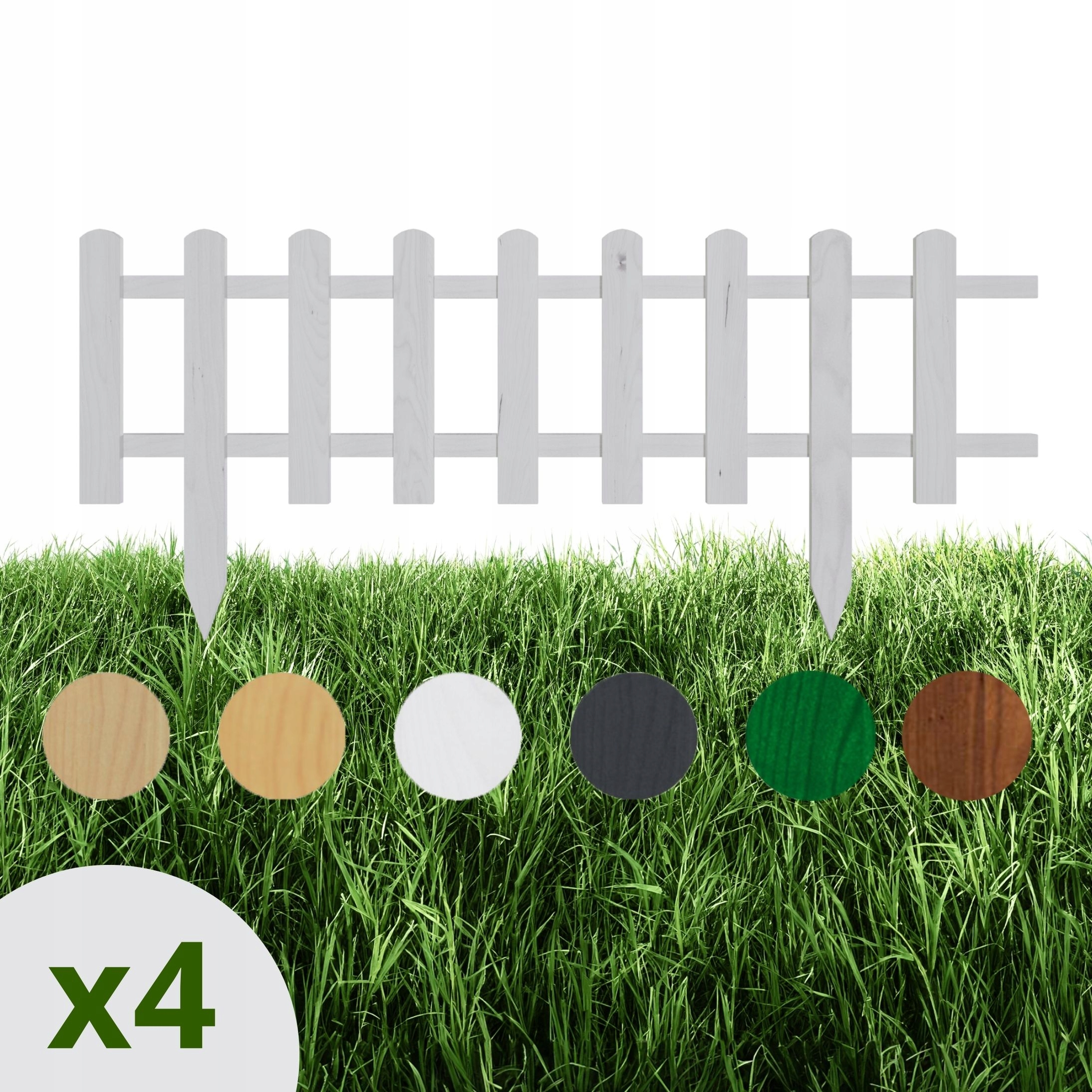 Floranica 4 Ks dřevěného zahradního plotu záhonová 100 x 20 cm bílá
