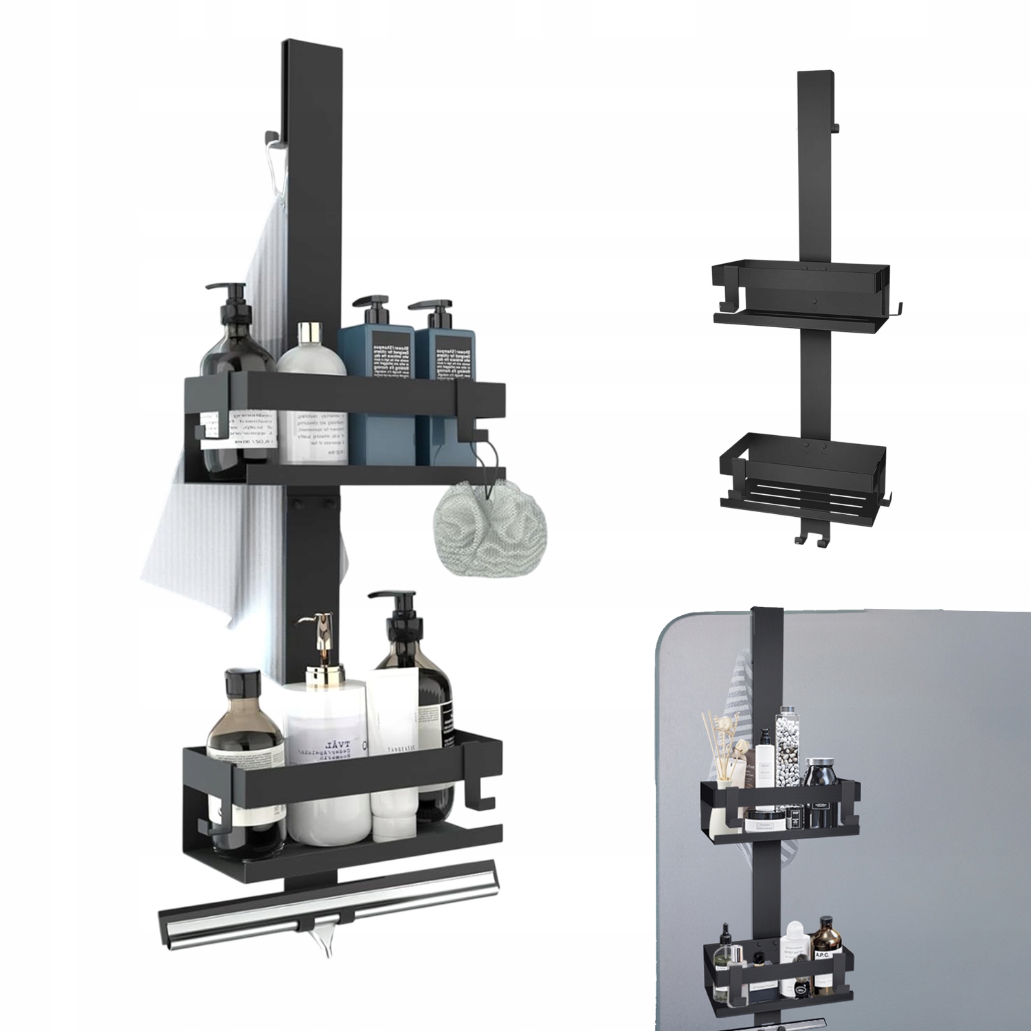 Závěsná Koupelnová Polička Dvojitá Nerezová Ocel Praktické Háčky