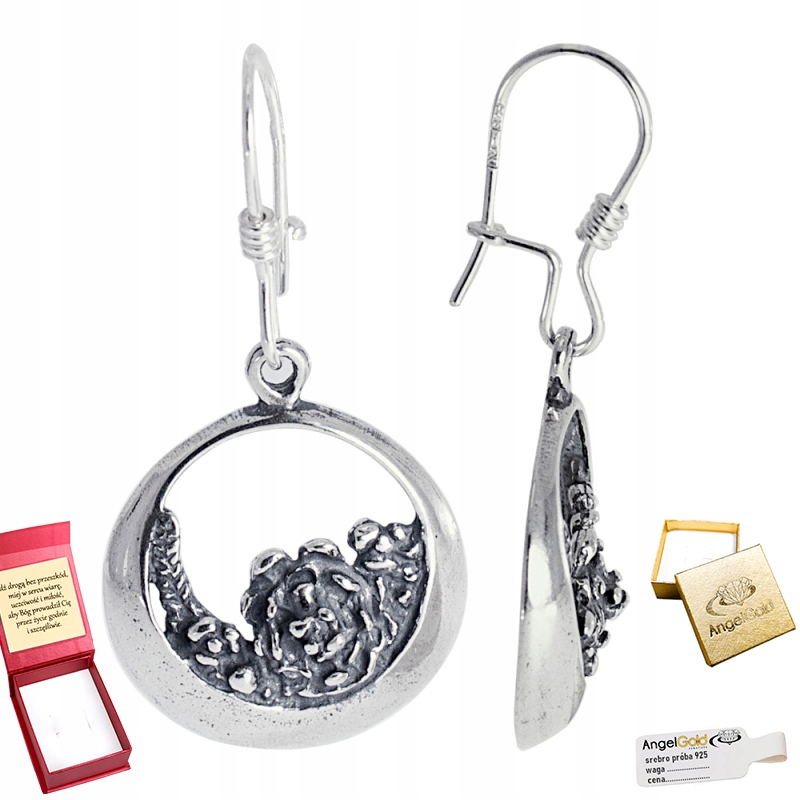 Stříbrné Závěsné Náušnice Kulaté S Květy 925