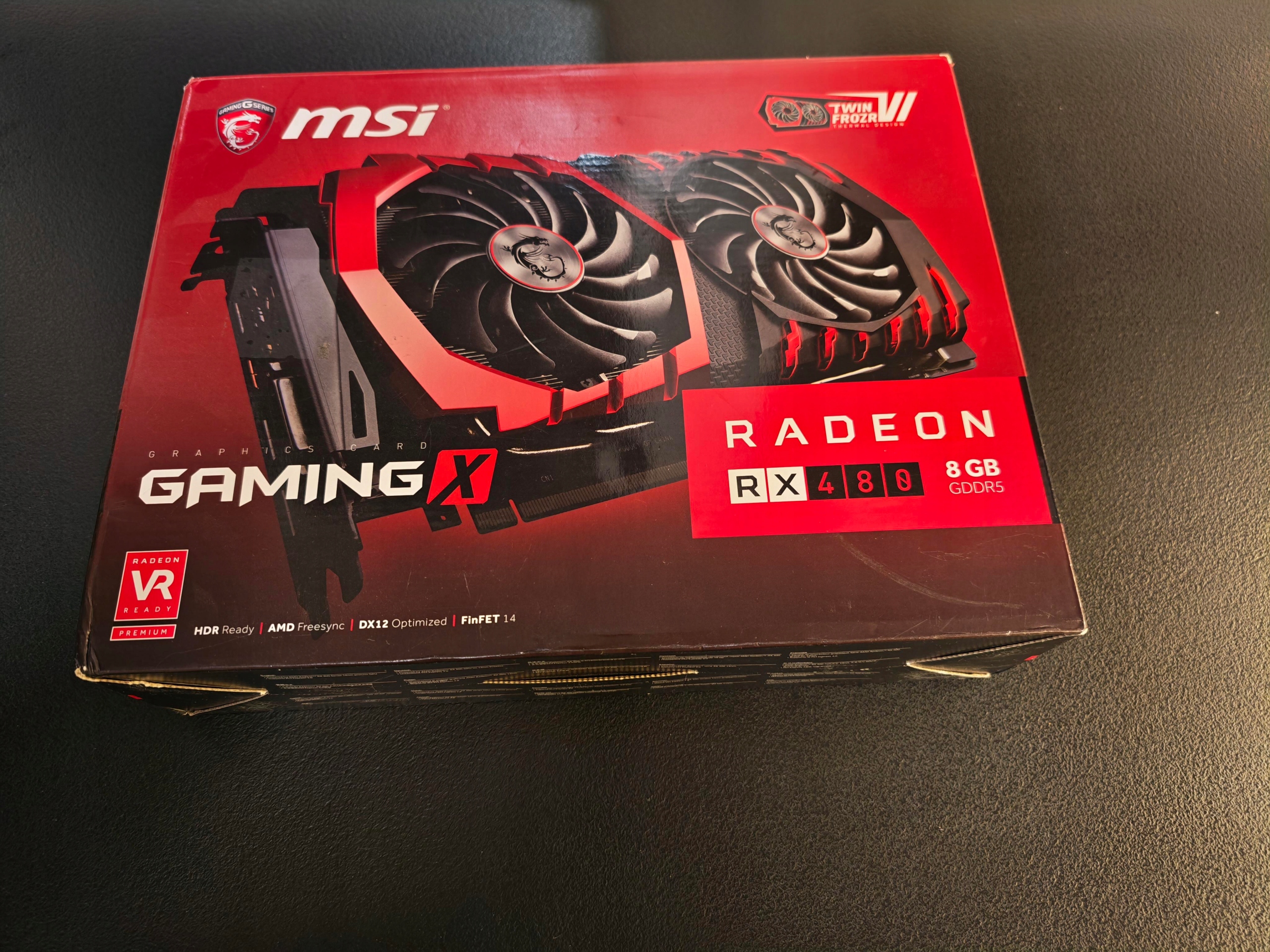 Pudełko od Karty graficznej MSI Radeon RX 480 Gaming X 8 GB