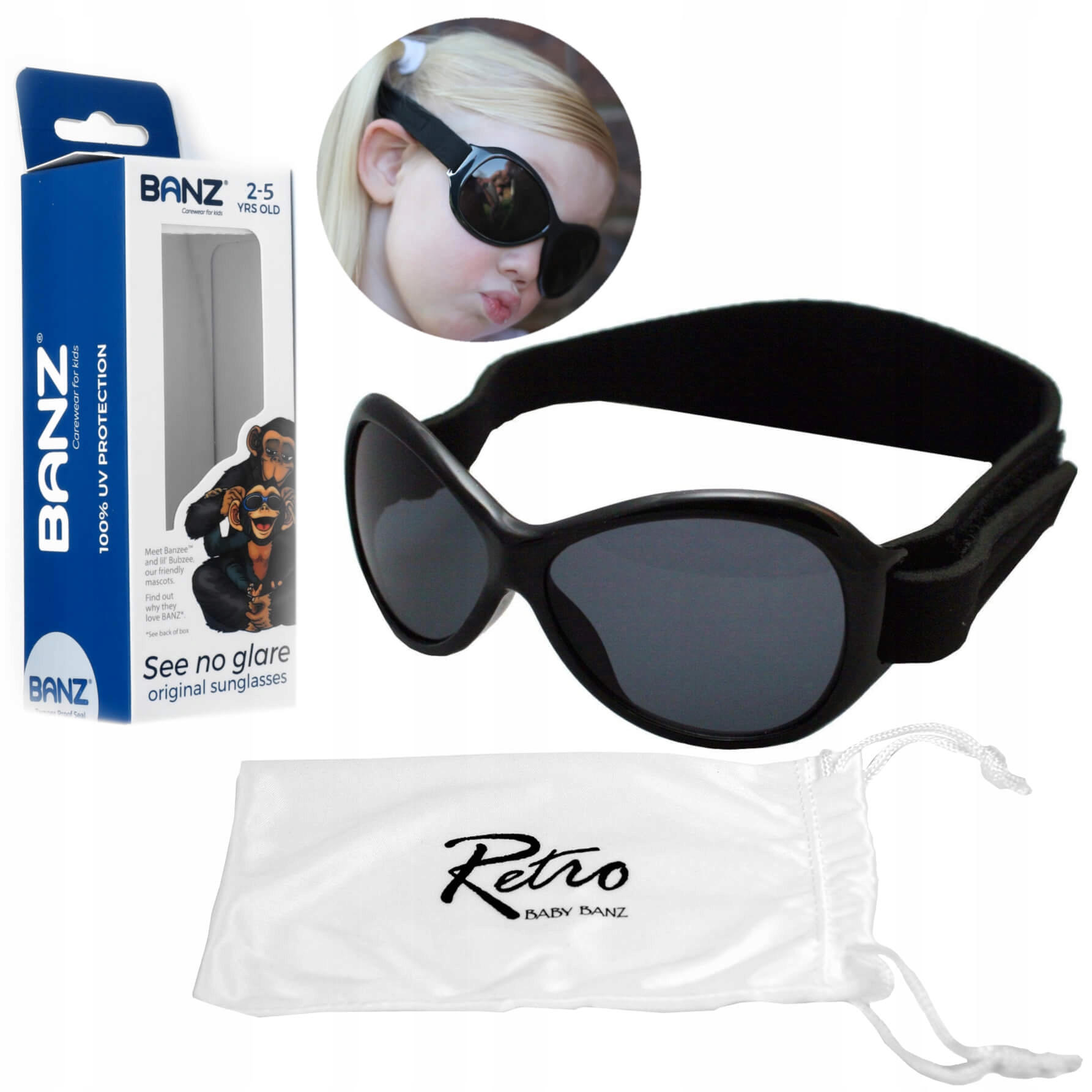 

Okulary przeciwsłoneczne Uv dzieci 2-5l Retro Banz