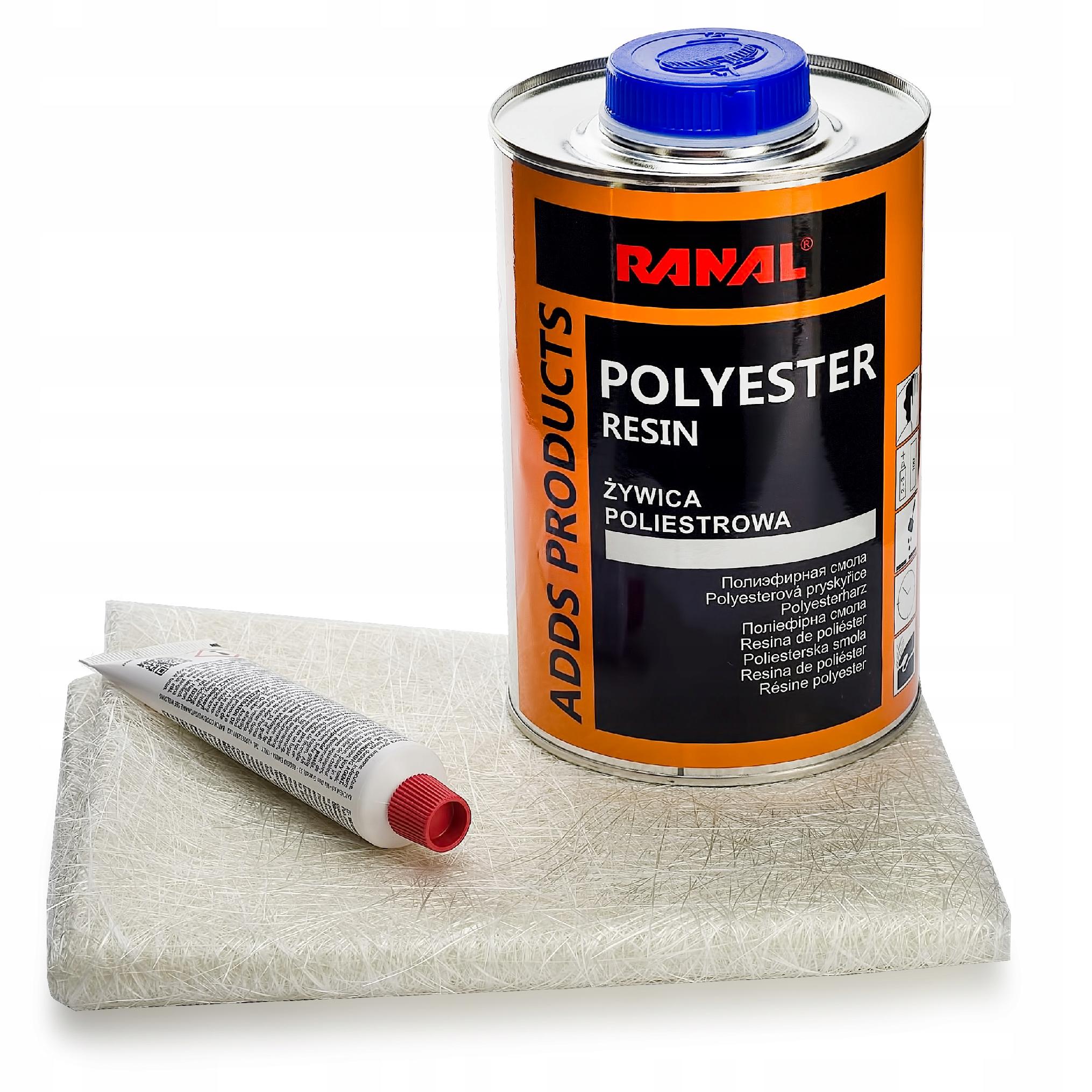 Żywica Poliestrowa + Mata Szklana Utwardzacz Duży Zestaw Naprawczy RANAL Producent Ranal
