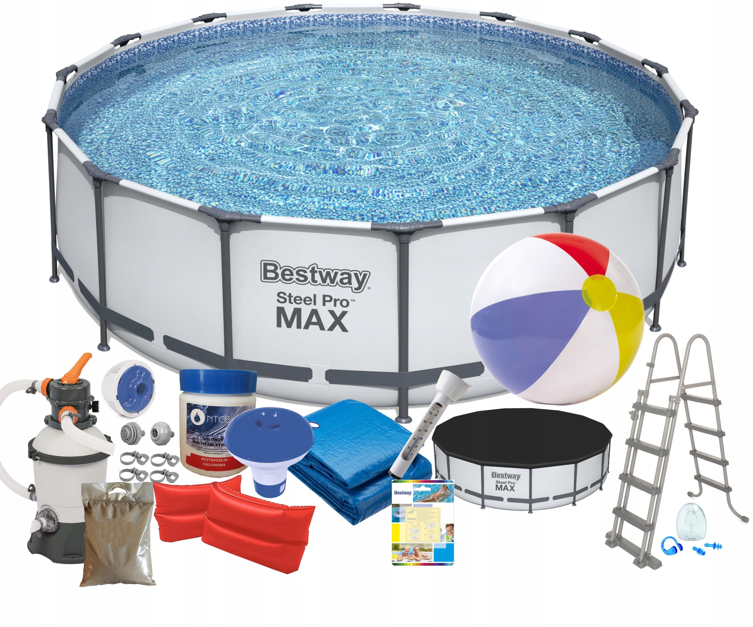 

56438 Bestway 16w1 Basen Stelażowy 457x122cm Pompa
