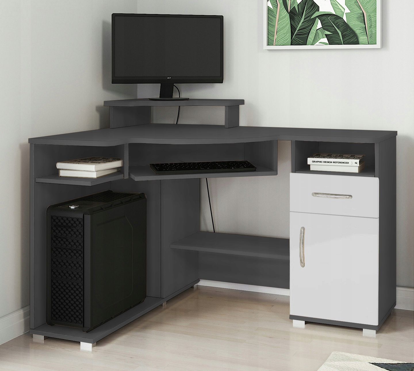 Pojemne Biurko narożne ROT/ półki, szuflady Wybór Kolekcja Euro2