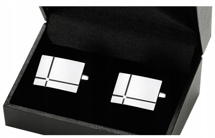 MODNE Spinki do Mankietów Koszul + PUDEŁKO D56 Kamień Bez kamienia