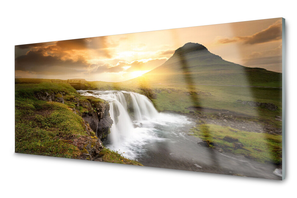 

Panel szklany do kuchni Góry Wodospad 125x50