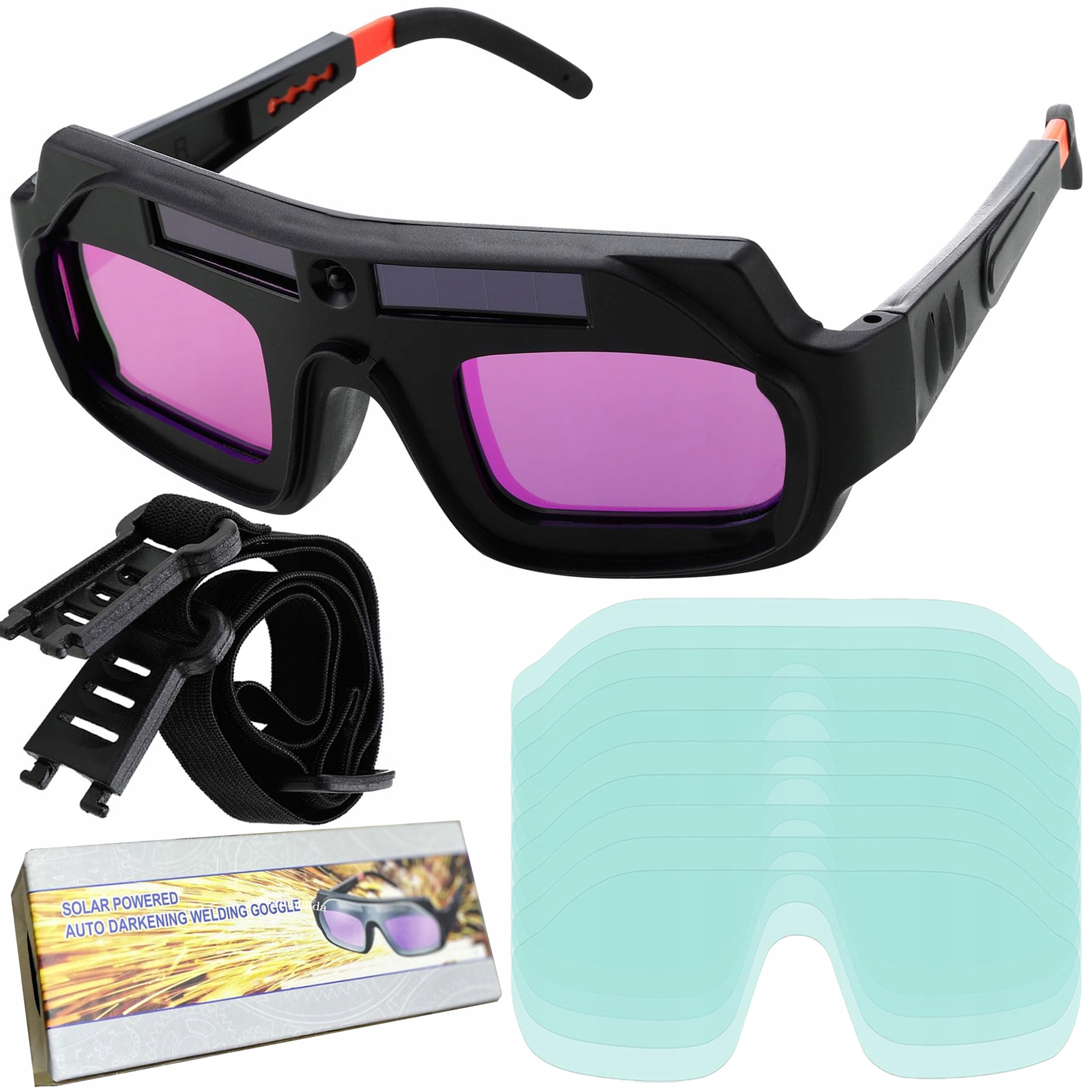 SAMOŚCIEMNIAJĄCE SIĘ GOGLE SPAWALNICZE SOLAR EYE + 10x WYMIENNE SOCZEWKI