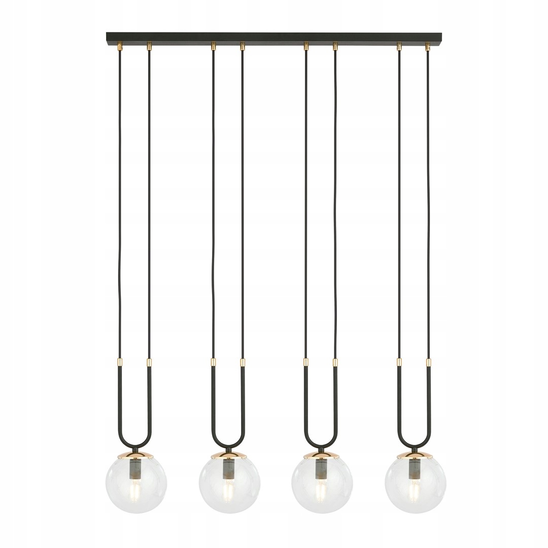 Závěsná lampa černá zlatá skleněné koule do jídelny nad stůl 4 Glam Emibig