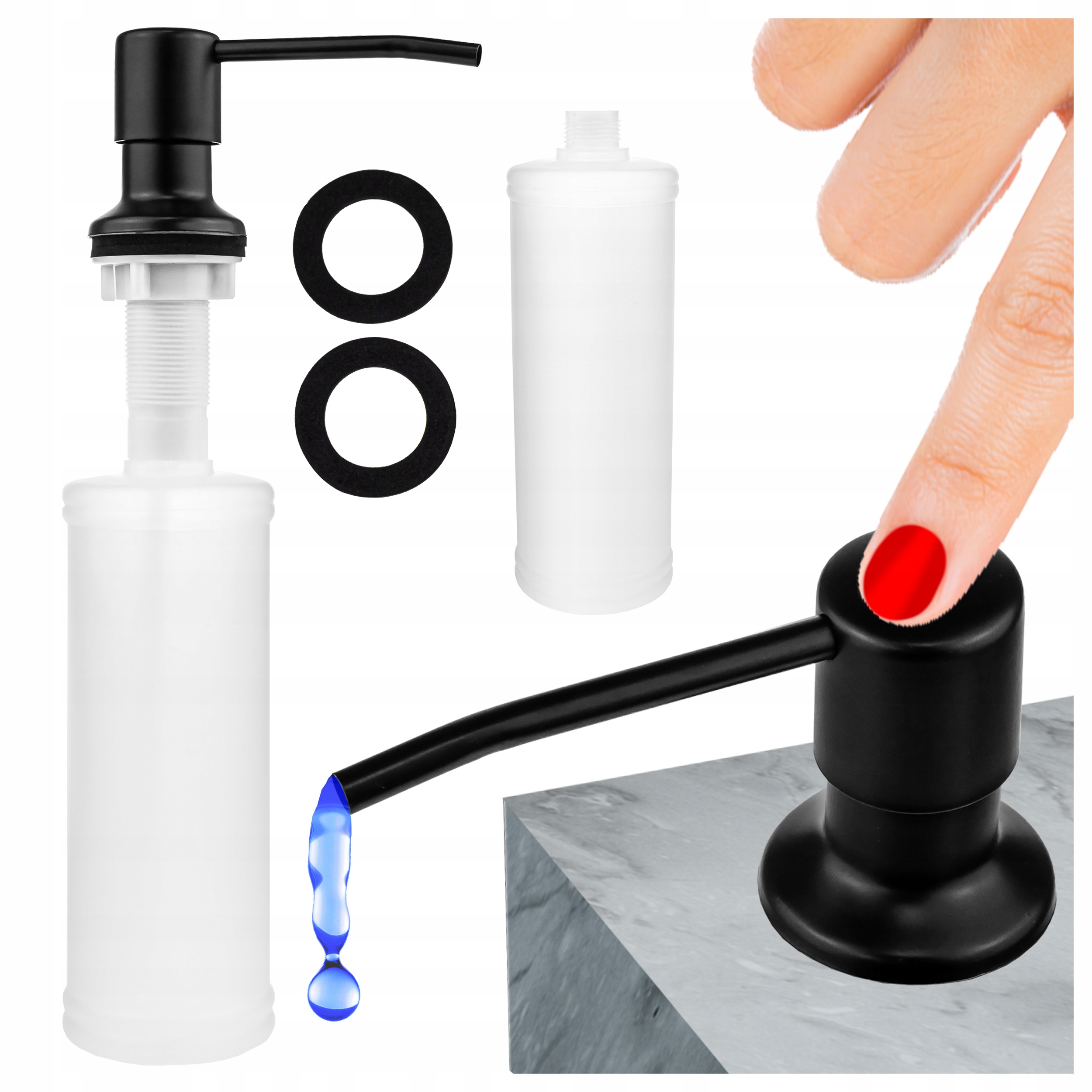 DOZOWNIK DO PŁYNU DO NACZYŃ DOZOWNIK MYDŁA DO ZLEWOZMYWAKA UMYWALKI CZARNY