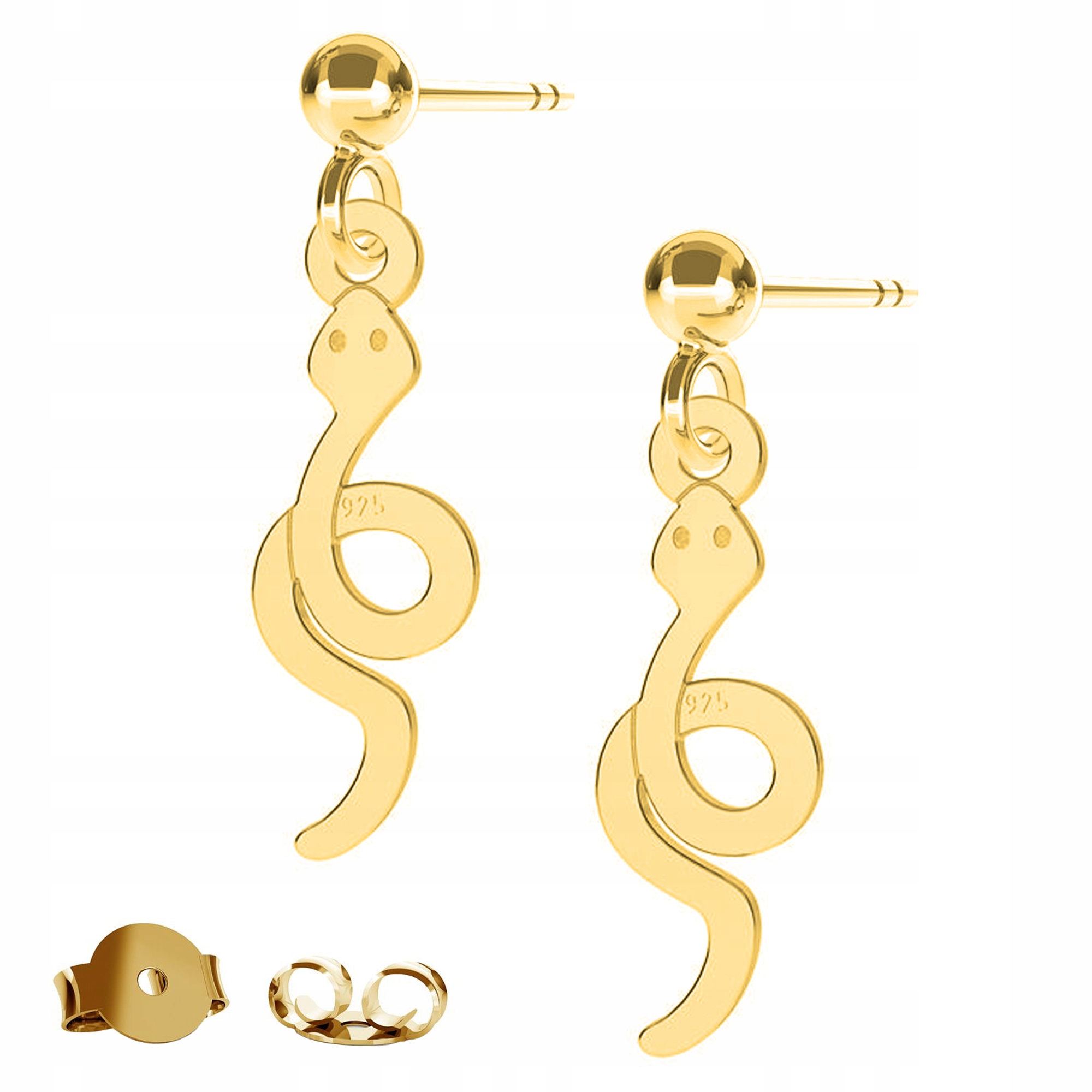 Náušnice zlaté Had Snake 925