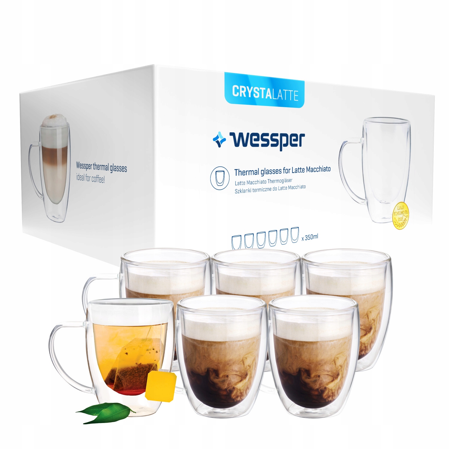 

Szklanki Termiczne 350ML Do Kawy Latte Zestaw 6SZT