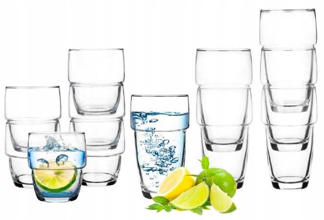 

Komplet szklanek wysokie 250 ml i niskie 200 ml