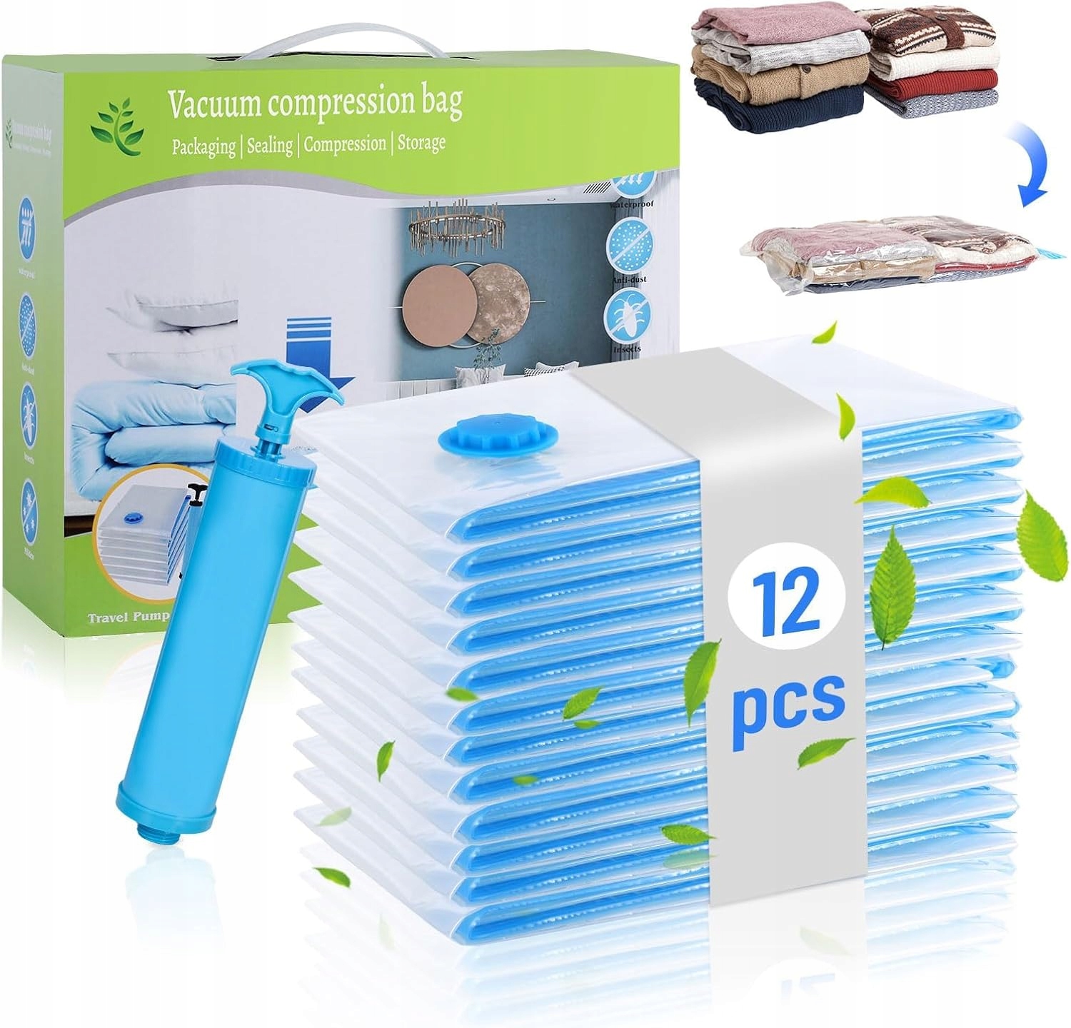 Vakuové sáčky 11 ks 60x40 1 ks 50x70 pumpička