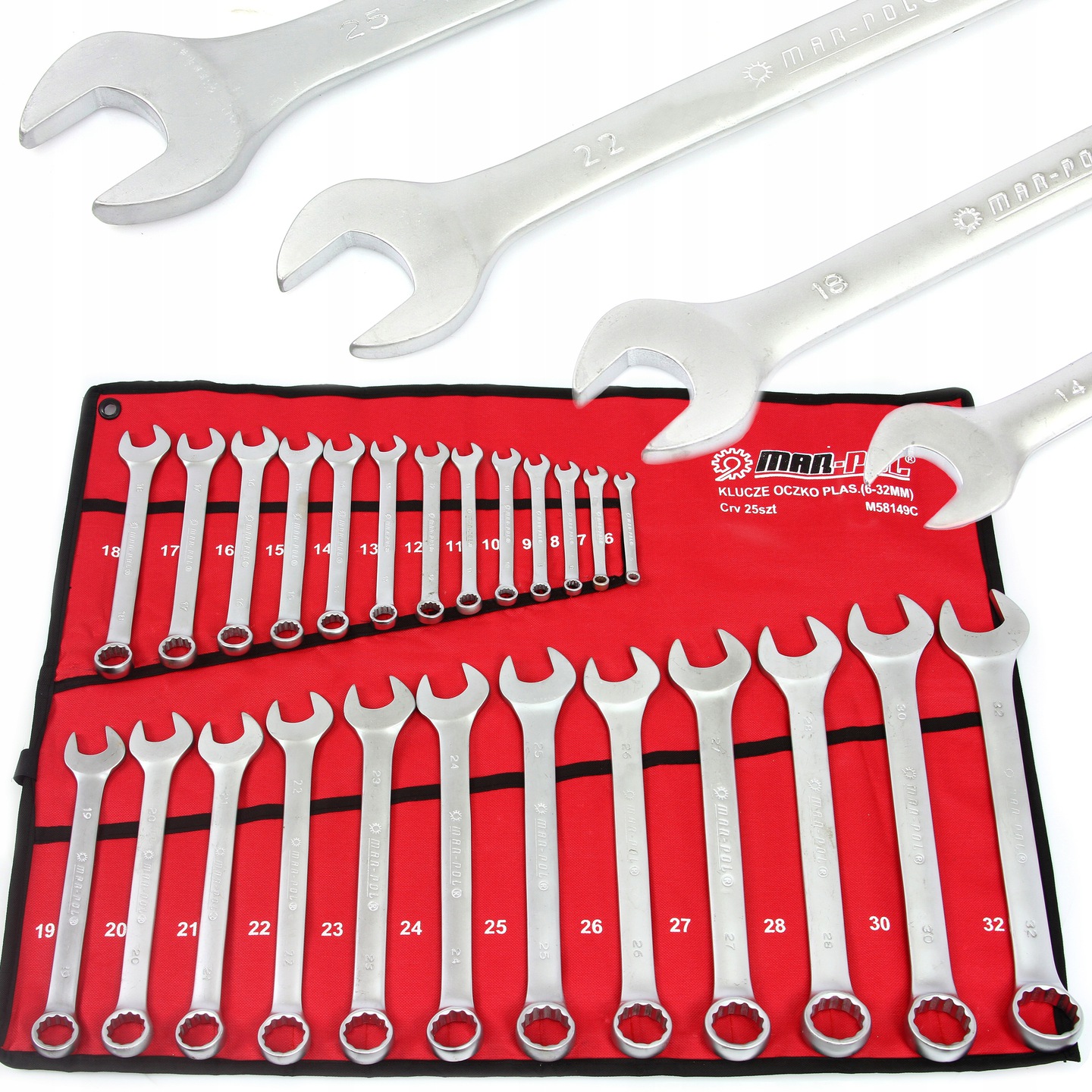Sada Plasko-očkových Kľúčov 6-32 MM 25 Ks V Plachte
