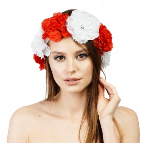 Wianek opaska na głowę kibica Polska kwiaty biało czerwone Marka inny