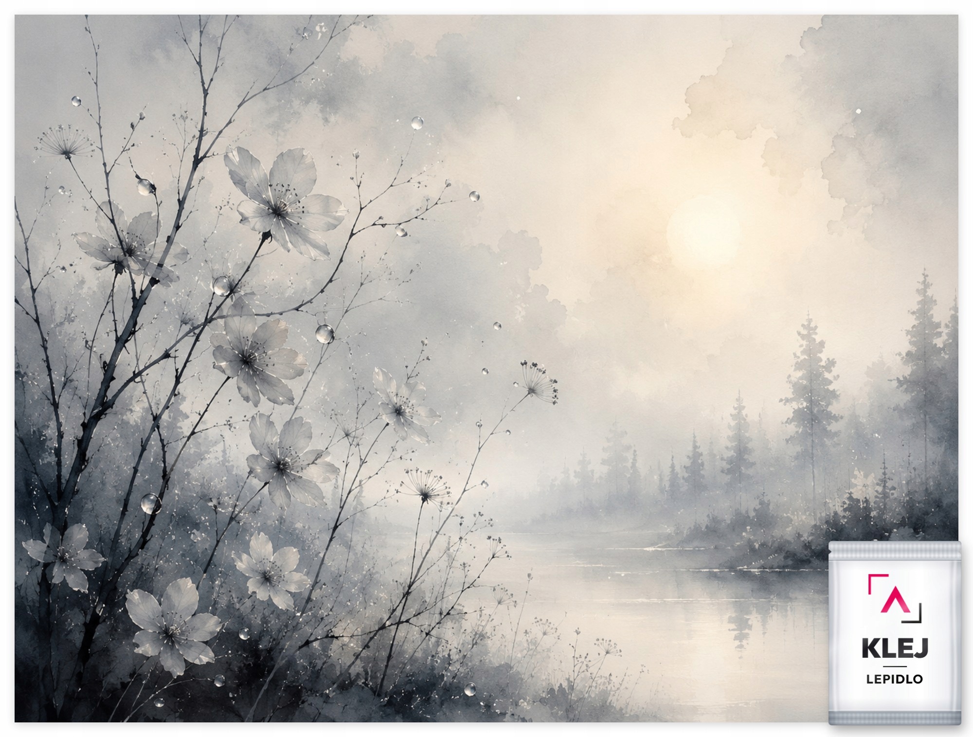 Fototapeta Flizelina Krajina Úsvit Ráno Řeka Květiny Mlha 254x184 130g