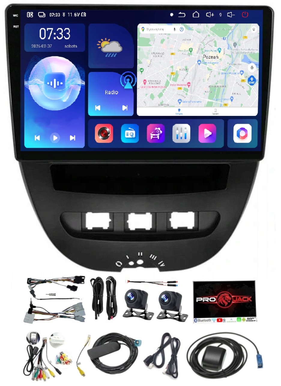 Autorádio S Navigací Carplay Android Toyota Aygo 2005-2014 Wifi 128GB Sim